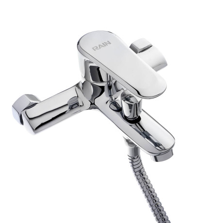 RAIN Смеситель для ванны Оникс, короткий излив, душ. набор, картридж 35мм, латунь, хром