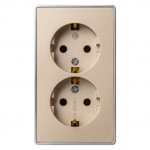 Smartbuy Сириус роз. ОУ 2 мест. 16А (земля) шампань SBE-07w-16-S2-Z