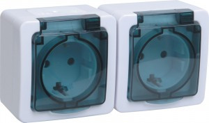 IEK ГЕРМЕС PLUS РСб22-3-ГПБд роз. 2 мест. земля ОУ IP54 (цвет крышки:дымчатый) ERMP22-K03-16-54-EC