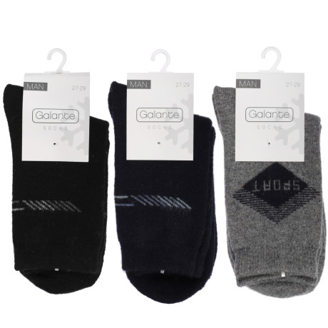 GALANTE Носки мужские, 65% полиэстер, 20% акрил, 15% шерсть, р-р 27-29, разноцветные, НМ22-2