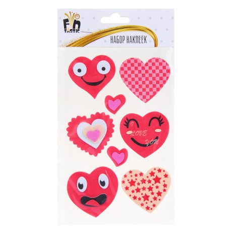 Fntastic Набор наклеек декоративных, 22x12,5 см, ПЕВА, сердечки, 5 дизайнов