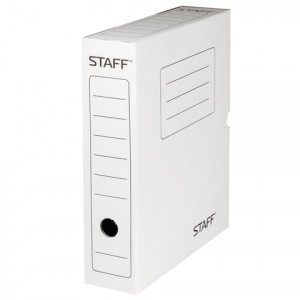 Короб архивный с клапаном, микрогофрокартон, 75 мм, до 700л., белый, STAFF, 128858