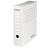 Короб архивный с клапаном, микрогофрокартон, 75 мм, до 700л., белый, STAFF, 128858