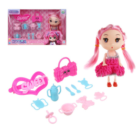 ИГРОЛЕНД Кукла 11 см с аксессуарами, PP, ABS, 21,5х4,5х16,5см, 3 дизайна