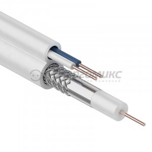 Кабель видеонаблюдения ККСВ-В+2х0,5 мм (CU, оплетка AL) +2x0.5мм одножил, бел, 100м, REXANT 01-4001