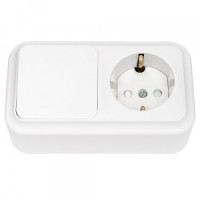 Bylectrica ПРАЛЕСКА Блок (1 выкл. + роз земля) ОУ шт. белый, (В-РЦ-577)