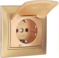 Lezard Мира роз. СУ 1 мест. 16А металлик золото (земля, керамика, крышка, корпус PC) 701-1313-123