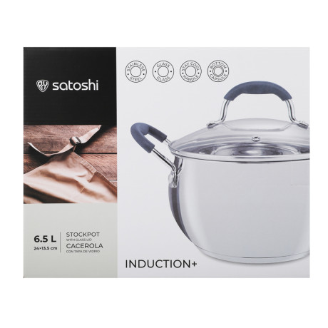 SATOSHI Альба Кастрюля 24х13,5см. 6,5 л. со стекл. крышкой, индукция