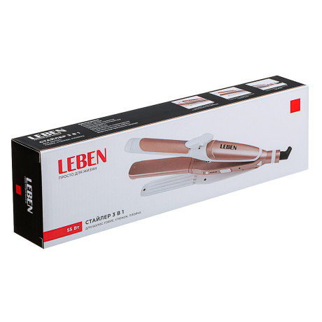 LEBEN Стайлер для волос 3в1, гофре, утюжок, плойка
