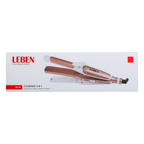 LEBEN Стайлер для волос 3в1, гофре, утюжок, плойка