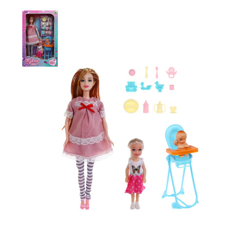 ИГРОЛЕНД Кукла 28 см с животиком и с детьми и акс., PVC, ABS, полиэстер, 21х7,1х33 см, 2 диз