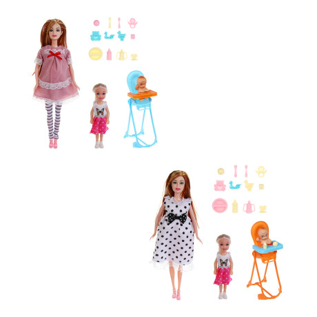 ИГРОЛЕНД Кукла 28 см с животиком и с детьми и акс., PVC, ABS, полиэстер, 21х7,1х33 см, 2 диз