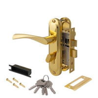 Замок врез 0823/60-C-G Avers (золото) с ручками, защелкой, вертушкой  \24