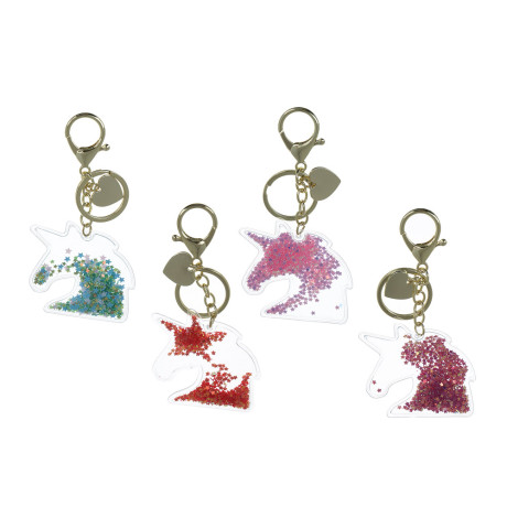 СНОУ БУМ Брелок "Лошадка-Единорог", 6x6см, ПВХ, металл, блестки, 4 дизайна