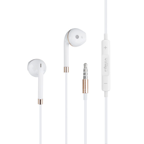 FORZA Наушники проводные вкладыши, гарнитура, золотая окантовка, пластик