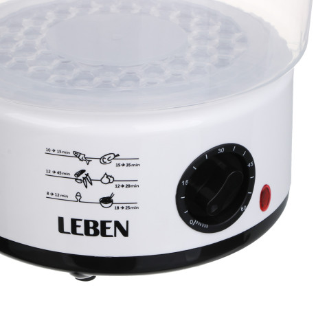 LEBEN Пароварка-мантоварка электрическая 800Вт, 3 яруса, 7,5 л, таймер, 220В