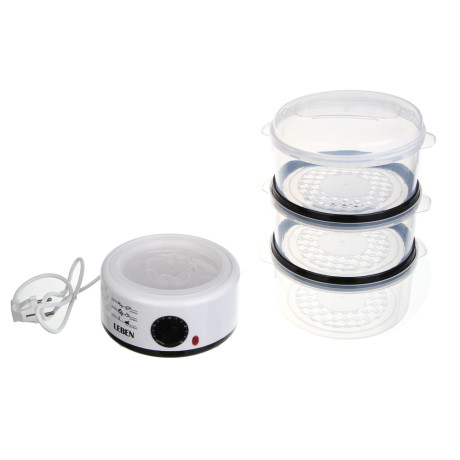 LEBEN Пароварка-мантоварка электрическая 800Вт, 3 яруса, 7,5 л, таймер, 220В