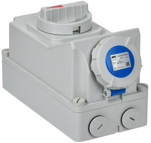 IEK силовая  розетка ССИ-813 (CEE) стац. с механ.блокировкой 2P+PE 16А-6ч 220В IP67 PSR11-016-3-5-67