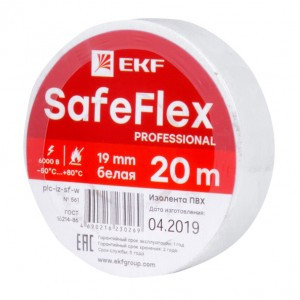 EKF SafeFlex Изолента ПВХ 19/20 белая, класс А (профес.) 0.15х19 мм, 20 м хlc-iz-sf-w