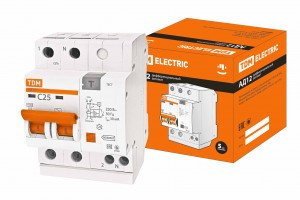 TDM диф. автоматический выкл. АВДТ АД12 2P 25А 30мА, тип AC, 4,5кА SQ0204-0011