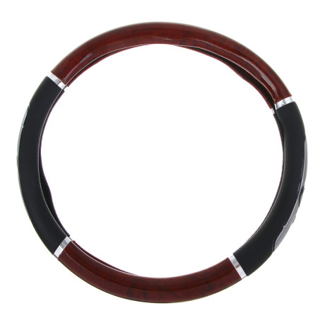 ЕРМАК Оплетка руля, гелевая, со вставками "красное дерево", черный, разм. (М)