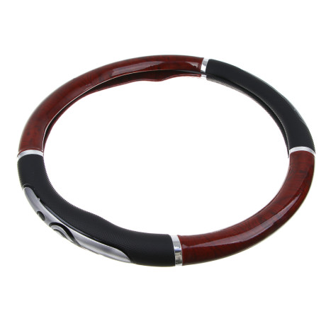 ЕРМАК Оплетка руля, гелевая, со вставками "красное дерево", черный, разм. (М)