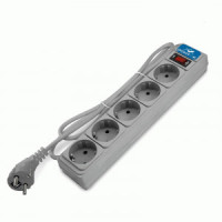 DOMTOK Сетевой фильтр (удл.) ПВС 3х1 5роз. 3м 10А серый земля,выкл,автомат (15!) 2533