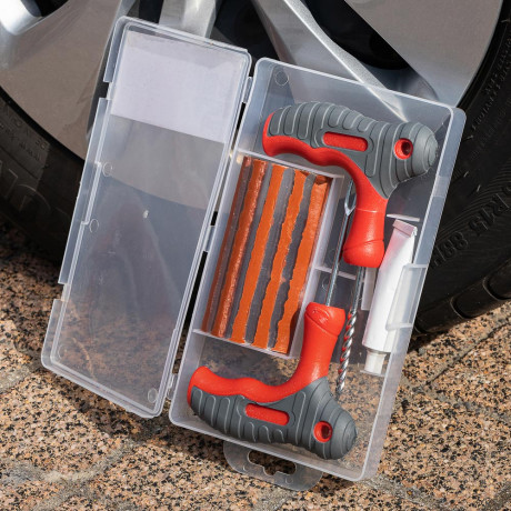 ЕРМАК Набор для ремонта бескамерных шин в прозрачном кейсе