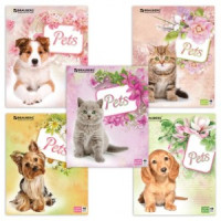 Тетрадь 48л. BRAUBERG ЭКО, клетка, обложка мелов. карт., &quot;Pets&quot;, 5 видов, 401816