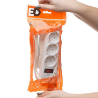 Удлинитель Премиум с кнопкой 3 гнезда 1,5 метра ПВС 3*0,75 с заземлением х30