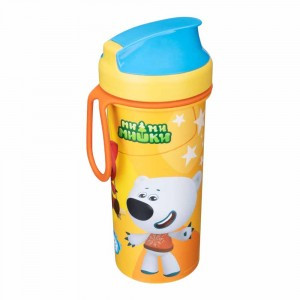 Стакан детский с крышкой, петлей и декором 400мл "ми-ми-мишки" оранжевый 431331208 Бытпласт
