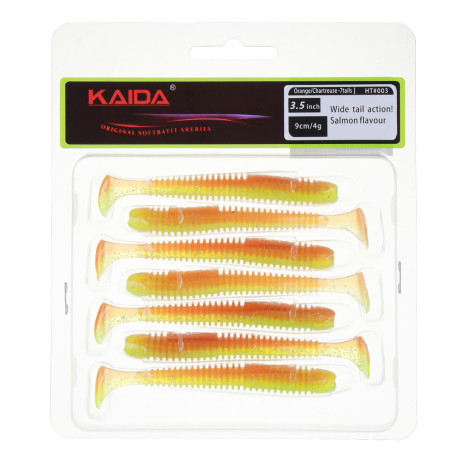 KAIDA Приманка силиконовая ТВИСТЕР 3,5", 9см, 4гр, HT003, 7шт