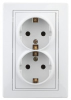 ЭРА Intro Plano роз. СУ 2 мест. (керамика, земля) 16А без лапок, белый 1Э-205-01, 2863