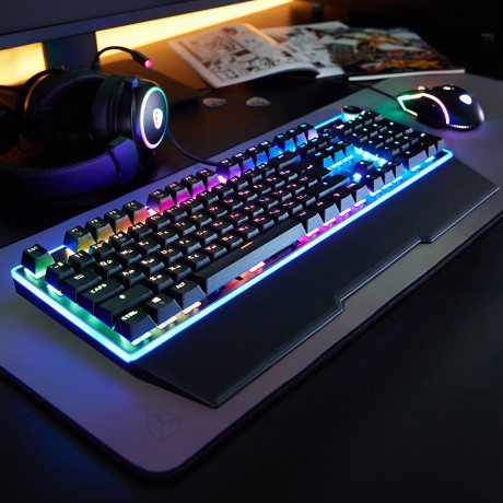 BY Игровая клавиатура проводная механическая Pavez FULL SIZE ISO 108кл.,Outemu"Brown",RGB,2м,энкодер