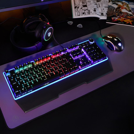 BY Игровая клавиатура проводная механическая Pavez FULL SIZE ISO 108кл.,Outemu"Brown",RGB,2м,энкодер