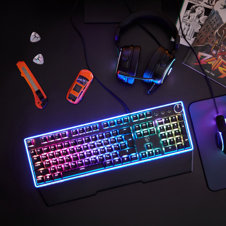 BY Игровая клавиатура проводная механическая Pavez FULL SIZE ISO 108кл.,Outemu"Brown",RGB,2м,энкодер