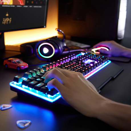 BY Игровая клавиатура проводная механическая Pavez FULL SIZE ISO 108кл.,Outemu"Brown",RGB,2м,энкодер