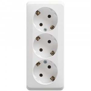 Systeme Electric Этюд роз. ОУ 3 мест. бел. (пл.осн., земля) PA16-011B (9!)
