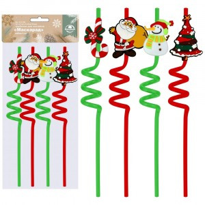 Трубочки для напитков Маскарад 26см, н-р 4шт/уп, цена за уп (кратность 10!!!) VL2-290 Мультидом