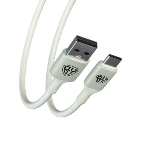 BY Кабель для зарядки Space Cable Pro Type-C, 1м, Быстрая зарядка QC3.0, штекер металл, белый