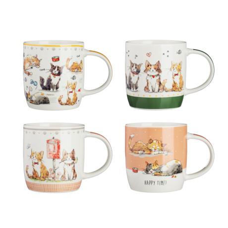 MILLIMI Кошкин дом Кружка 360мл, фарфор, 4 дизайна