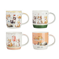 MILLIMI Кошкин дом Кружка 360мл, фарфор, 4 дизайна