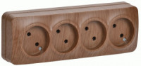 IEK GLORY роз. ОУ 4 мест. 10А РС24-2-ХД дуб ERH40-K24-10
