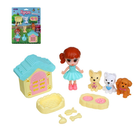 ИГРОЛЕНД Кукла с питомцем и акс., PP, ABS, 21,5х3,5х27,3 см, 3 дизайна