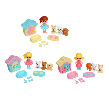 ИГРОЛЕНД Кукла с питомцем и акс., PP, ABS, 21,5х3,5х27,3 см, 3 дизайна
