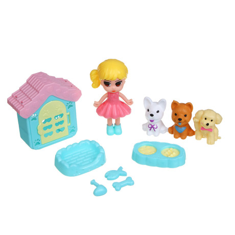 ИГРОЛЕНД Кукла с питомцем и акс., PP, ABS, 21,5х3,5х27,3 см, 3 дизайна