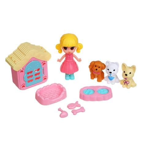 ИГРОЛЕНД Кукла с питомцем и акс., PP, ABS, 21,5х3,5х27,3 см, 3 дизайна