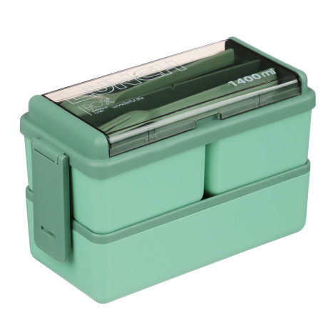 Ланч-бокс, 1400мл, со столовыми приборами (ложка вилка) PP/PS/TPR