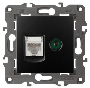 Эра 14-3110-05 СУ роз. RJ45+TV,  антрацит 4230