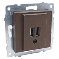 OVIVO мех. роз. СУ USB 5V-2A (2 порта) мокка (ко всем рамкам) 600-000319-236